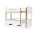 Technische titel in het Nederlands: **Houten stapelbed met houten ladder en opberglades**